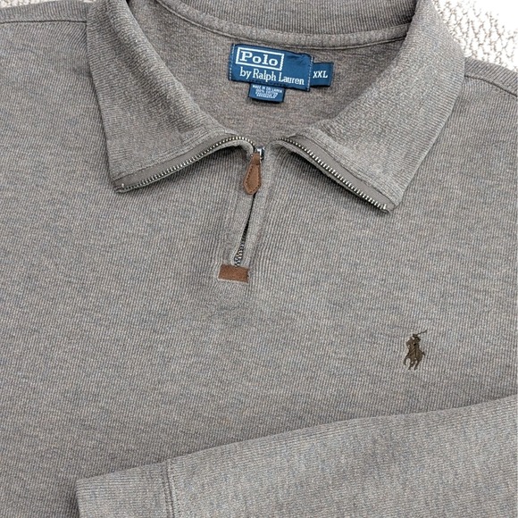 Polo Ralph Lauren‎ Quarter Zip Sweatshirt Men's XXL 100% Cotton Knit Dune Tan - Picture 1 of 8